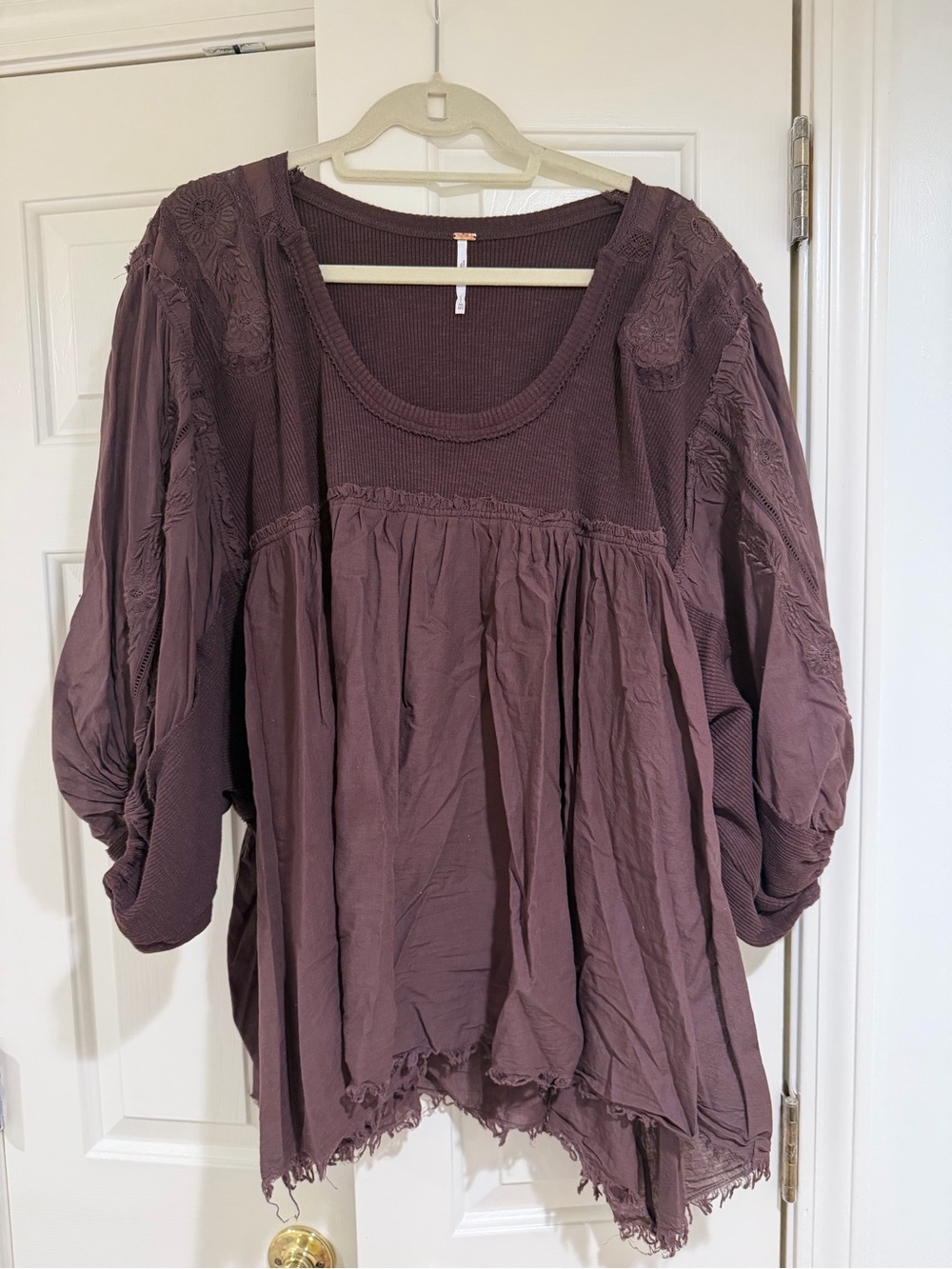 Free People Boho Peasant Tunic Top in Brown